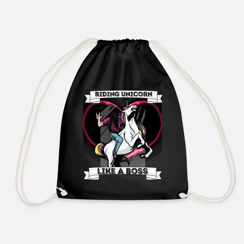 Einhorn Metal Reiten Geschenkidee Boss - Turnbeutel - Schwarz