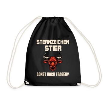 Sternzeichen Stier - Turnbeutel - Schwarz - Vorne