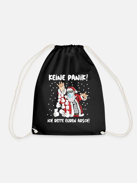 WEIHNACHTSMANN CORONA Klopapier / Keine Panik / - Turnbeutel - Schwarz