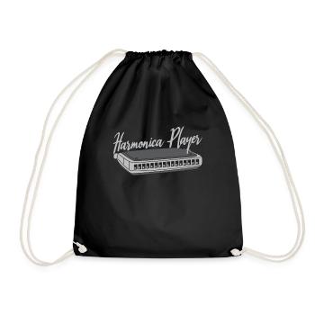 Harmonica Player Mundharmonika Harmonika Geschenk - Turnbeutel - Schwarz - Vorne