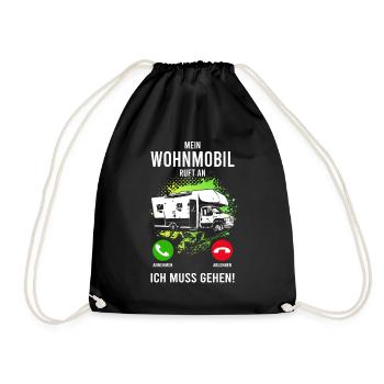Wohnmobil Camping Camper Reise Urlaub Geschenk - Turnbeutel - Schwarz - Vorne