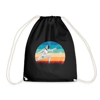 Fencing design fencing mask duel saber sport fight - Drawstring Bag - black - Front
