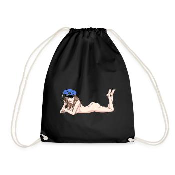Maritime Kapten sexy girl seafaring ahoy - Drawstring Bag - black - Front