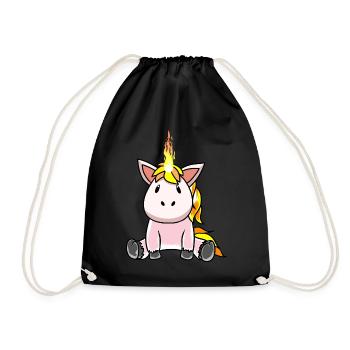 Fiery Flame Heat Unicorn Fantasy - Drawstring Bag - black - Front