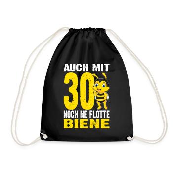 Auch Mit 30 Noch Ne Flotte Biene - 30. Geburtstag - Turnbeutel - Schwarz - Vorne