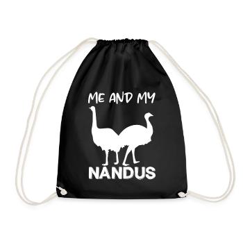 Me and my Nandus Nandu egg ratite - Drawstring Bag - black - Front