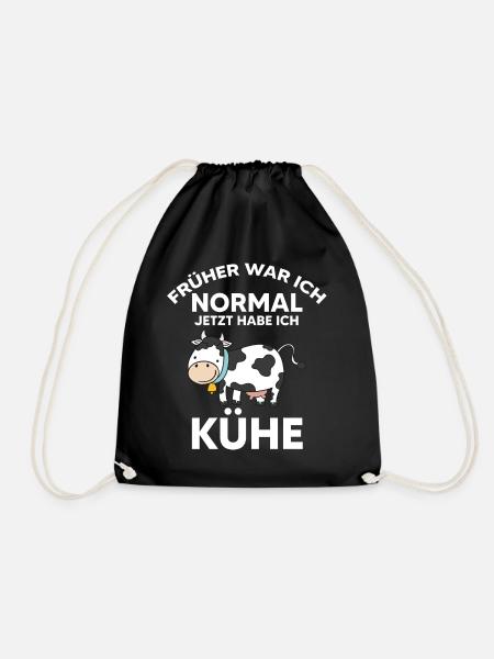 Kuh Kuhbauer Bauer Landwirt Farmer Milchbauer Gesc - Turnbeutel - Schwarz