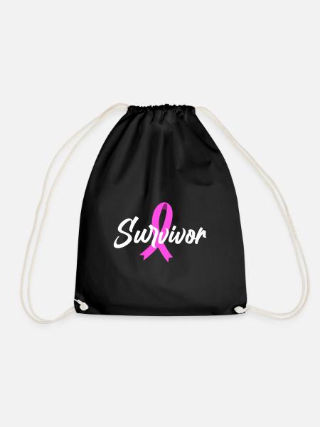 Breast cancer pink cancer ribbon cancer ribbon - Drawstring Bag - black