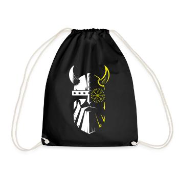 Viking Warrior and Sun Emblem - Drawstring Bag - black - Front