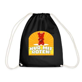 NUR MIT ROTEN - GUMMIBÄR - Turnbeutel - Schwarz - Vorne