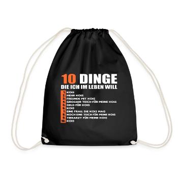 10 DINGE DIEICH IM LEBEN WILL - KOI - Turnbeutel - Schwarz - Vorne