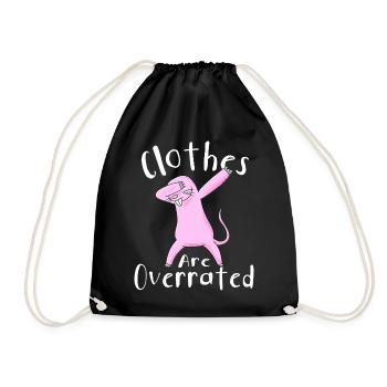 Clothes are naked mole rat Funny nudist overrated - Drawstring Bag - black - Front