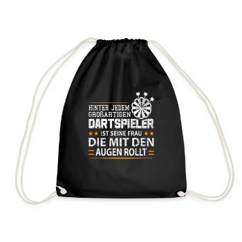 Dart Darts Bullseye Dartspieler Dartboard Geschenk - Turnbeutel - Schwarz - Vorne