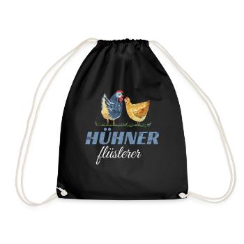 Hühner Flüsterer - Huhn Hühnerhalter Spruch - Turnbeutel - Schwarz - Vorne
