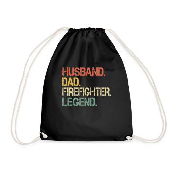 Husband dad firefighter legend - Drawstring Bag - black - Front