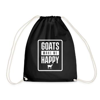 Goats make me happy goat farm goat - Drawstring Bag - black - Front