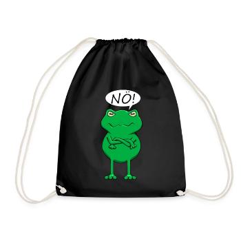 Statement, Der Nö Frosch Lustiges Statement Frog - Turnbeutel - Schwarz - Vorne