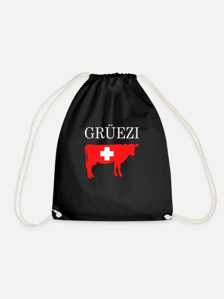 Grüezi Schweiz Flagge Schweizerdeutsch Geschenk - Turnbeutel - Schwarz