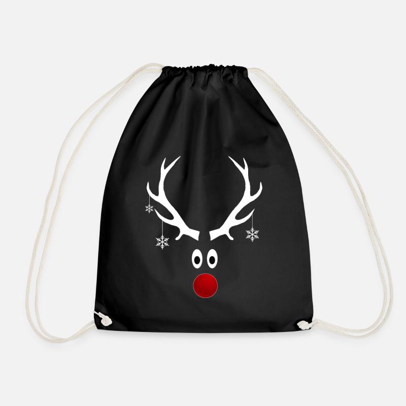 Rentier Geweih Weihnachten Schneeflocken Geschenk - Turnbeutel - Schwarz