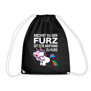Einhorn Furz furzen Meme pupsen Einhorn Spaß Gag - Turnbeutel - Schwarz - Vorne
