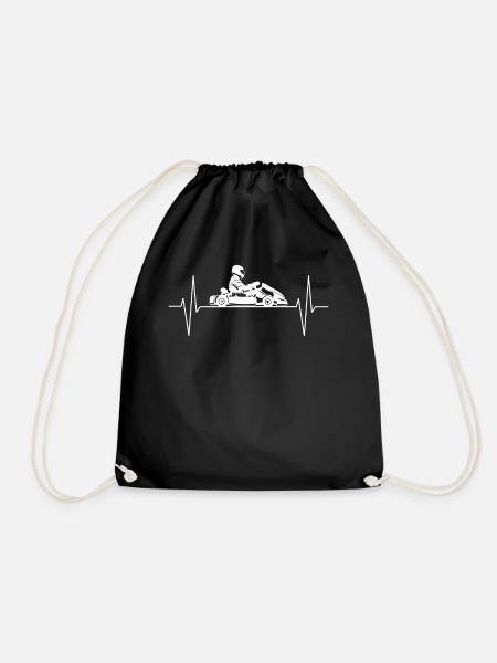Cadeau de ligne de battement de coeur de course de kart kart kart - Sac de sport léger - noir