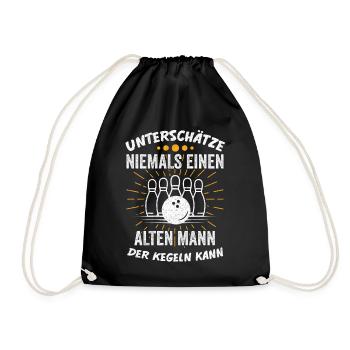 Kegeln Bier Kegelverein Kegelbahn Lustige Sprüche - Turnbeutel - Schwarz - Vorne
