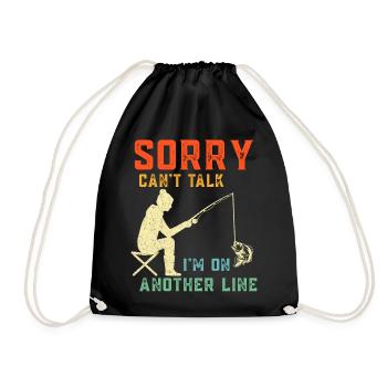 Vintage Sorry I Can t Talk I m On Another Line - Drawstring Bag - black - Front