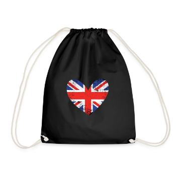 Great Britain heart - Drawstring Bag - black - Front