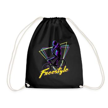 BMX Halfpipe Freestyle Stunt Vaporwave Geschenk - Turnbeutel - Schwarz - Vorne
