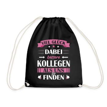 Abschiedsgeschenk Kollegin - Mitarbeiter Abschied - Turnbeutel - Schwarz - Vorne