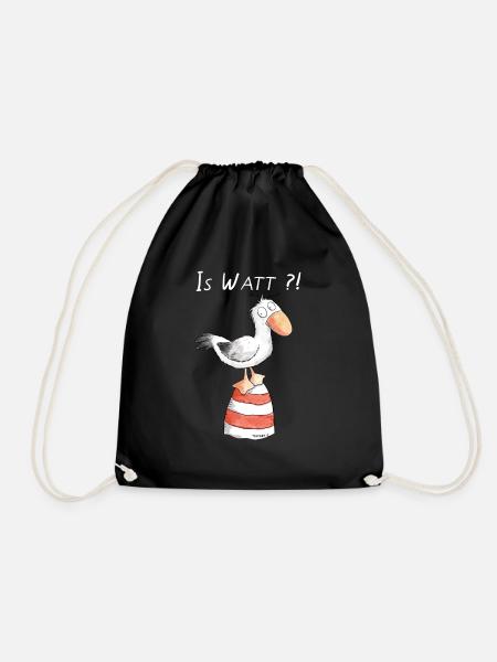 Is Watt Möwe I Nordsee Urlaub Geschenk - Turnbeutel - Schwarz