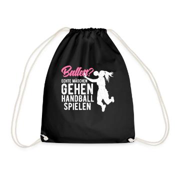Echte Mädchen gehen Handball spielen Handballerin - Turnbeutel - Schwarz - Vorne