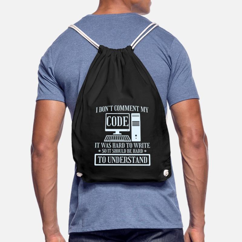 I Don't Comment Code Programmer Coding Drawstring Bag