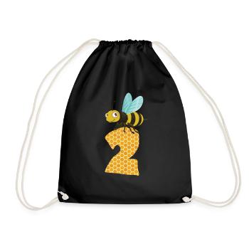 Honey Bee Number Two 2nd Birthday - Drawstring Bag - black - Front