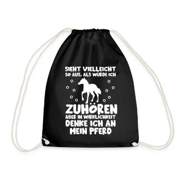 Lustiges Pferde Shirt - Turnbeutel - Schwarz - Vorne