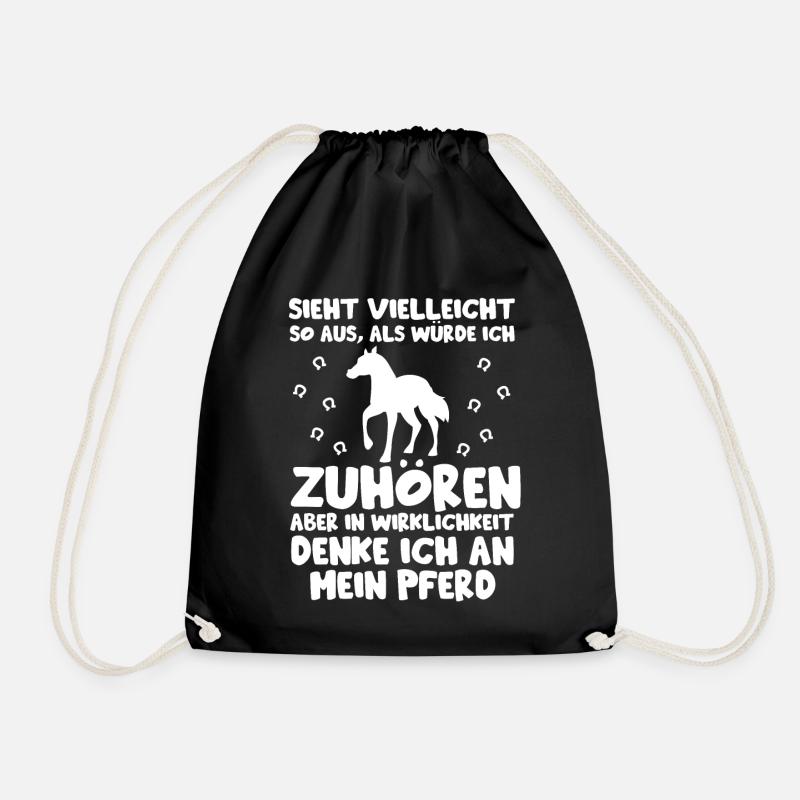 Lustiges Pferde Shirt - Turnbeutel - Schwarz