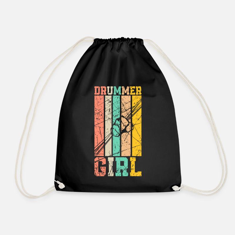 Drums women - Drawstring Bag - black