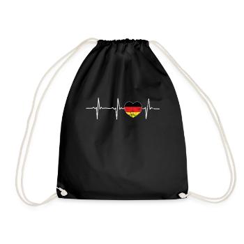 Heartbeat heartbeat Germany flag gift - Drawstring Bag - black - Front