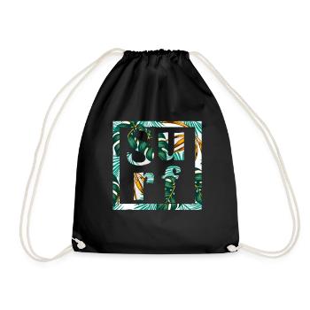 Idée cadeau surf palmier blanc planche à voile surf - Sac de sport léger - noir - Devant