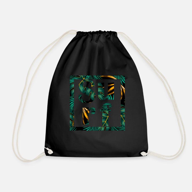 Surf Design Palme Windsurfen Surfen Geschenkidee - Turnbeutel - Schwarz