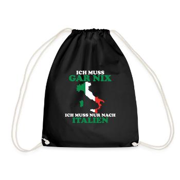 Urlaubsreif Ich muss nach Italien - Turnbeutel - Schwarz - Vorne