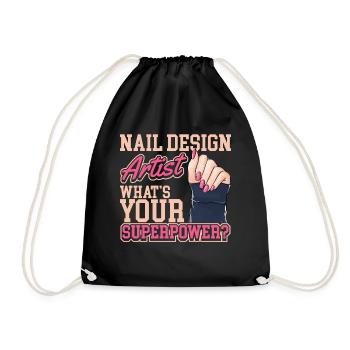 Nageldesign Kosmetik Nagelstudio Nagel - Turnbeutel - Schwarz - Vorne