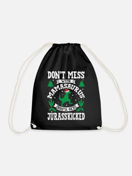 MamaSaurus Jurasskicked Mama Saurus Mom Mommy - Drawstring Bag - black