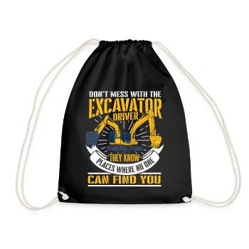Excavator - Drawstring Bag - black - Front
