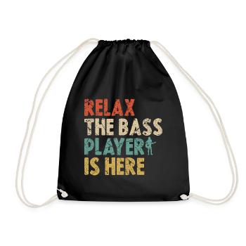 Bassist Bass Spieler - Turnbeutel - Schwarz - Vorne