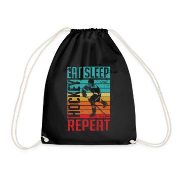 Jeu de sport de répétition de hockey rétro manger sommeil - Sac de sport léger - noir - Devant