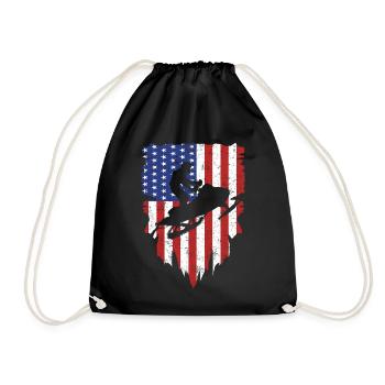 Vintage Snowmobile USA Flag Hoodie Snow Biker Gift - Sac de sport léger - noir - Devant
