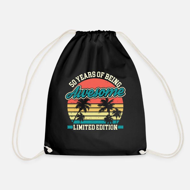 50th birthday 50th birthday man 50th birthday - Drawstring Bag - black