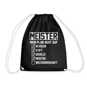 Meister Handwerksmeister Mechatroniker Tischler Ge - Turnbeutel - Schwarz - Vorne