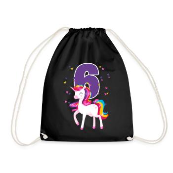 6ème anniversaire fille licorne cadeau 6 ans - Sac de sport léger - noir - Devant